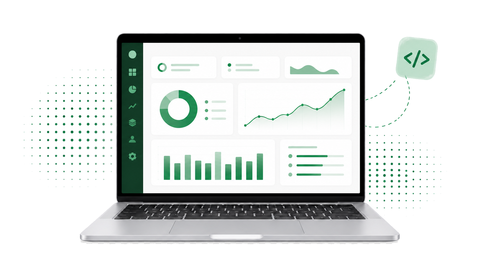 Laptop con dashboard de software personalizado